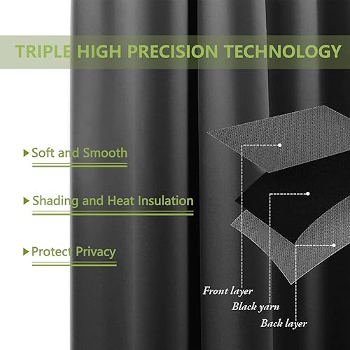 Miniatura 5 de Cortinas opacas con diseño de hongos azules, estilo bohemio, hippie, floral, retro, de los años 70, para dormitorio, sala de estar, con ojales,