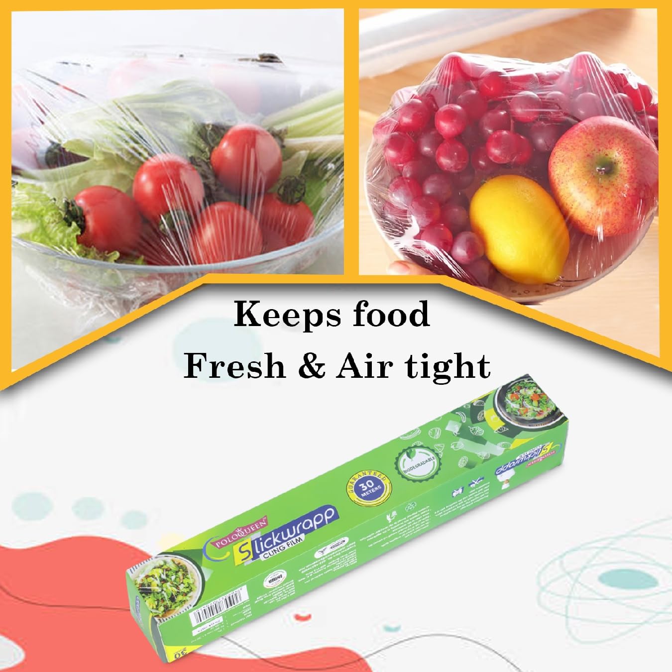 Polo Queen Slickwrapp Food Wrapping Roll Pack of 2 (30m Each) | Microwave-Safe | Eco-Friendly Kitchen Wrap | Freshness Protection for Tiffin, Storage & Meal Prep 3