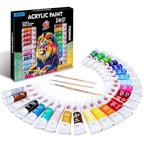 24 couleurs (tube de 12 ml) de peinture acrylique pour
