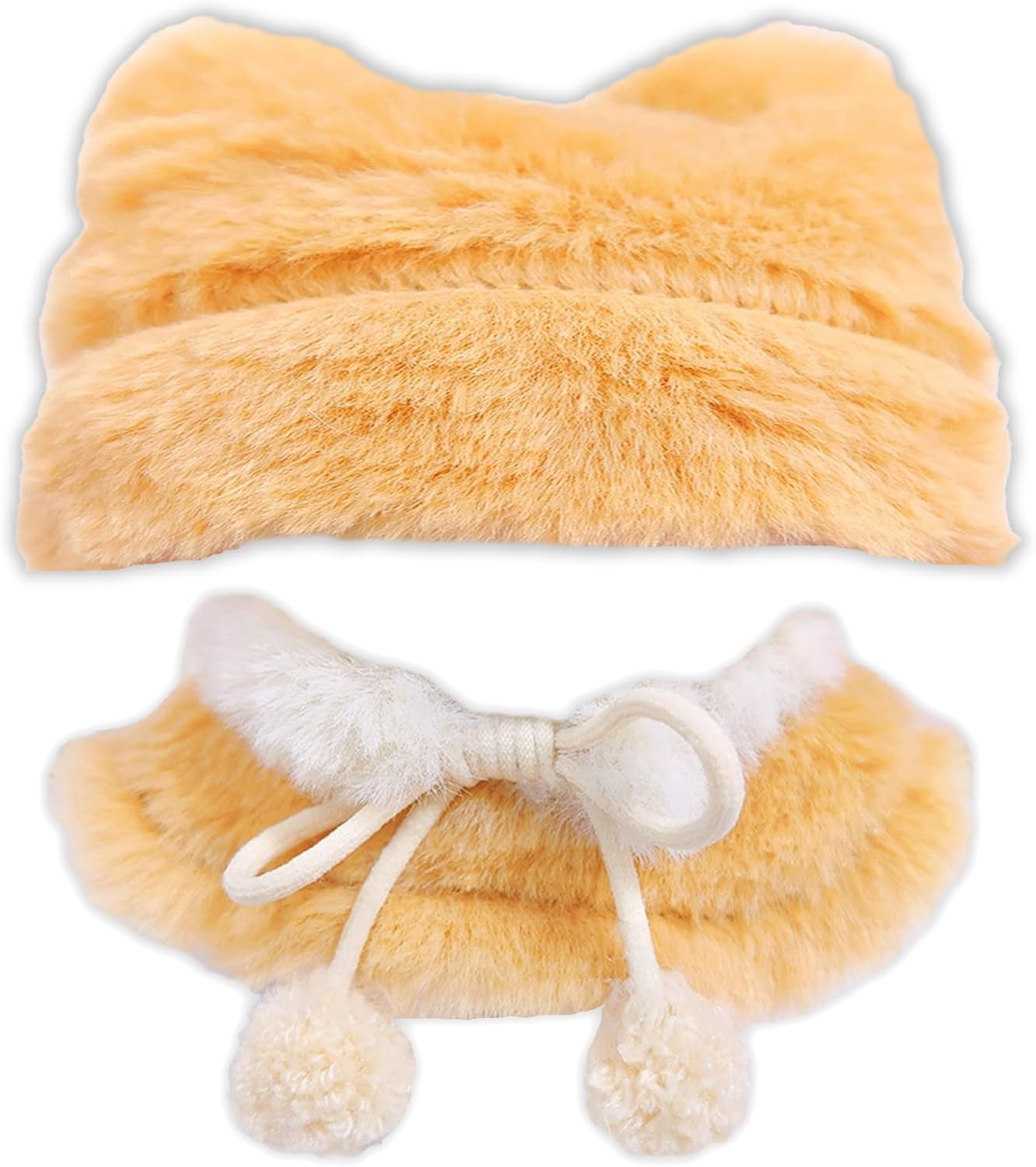 Cat Ears Knit Hat & Fur Poncho & Scarf Set, 3.9 inches (10 cm), Sewing Clothes, Yellow Kigurumi, Accessories, Kpopdoll Costume