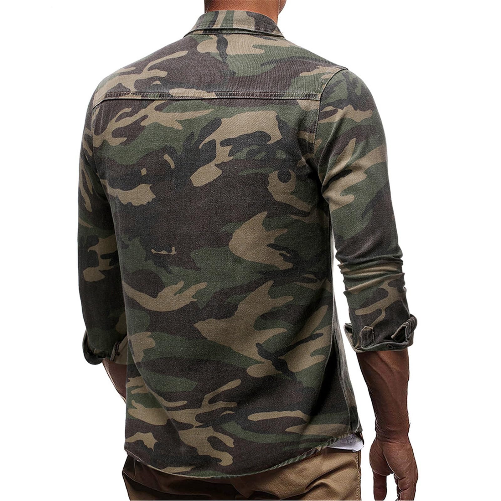 Camicia di Jeans Uomo, Camicia Denim Jeans Uomo, Camicia in Denim Maniche Lunghe Business Casual Shirt in Jeans Uomo Camicie Vintage vestibilità Normale Camicia Uomo Taglie Forti Camicia Uomo Estiva