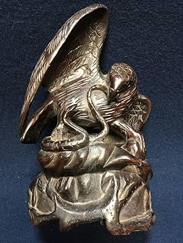 Amazon.co.jp: 逸品堂 木彫 彫刻 細密 鷹と蛇 戦いの模様 鷲