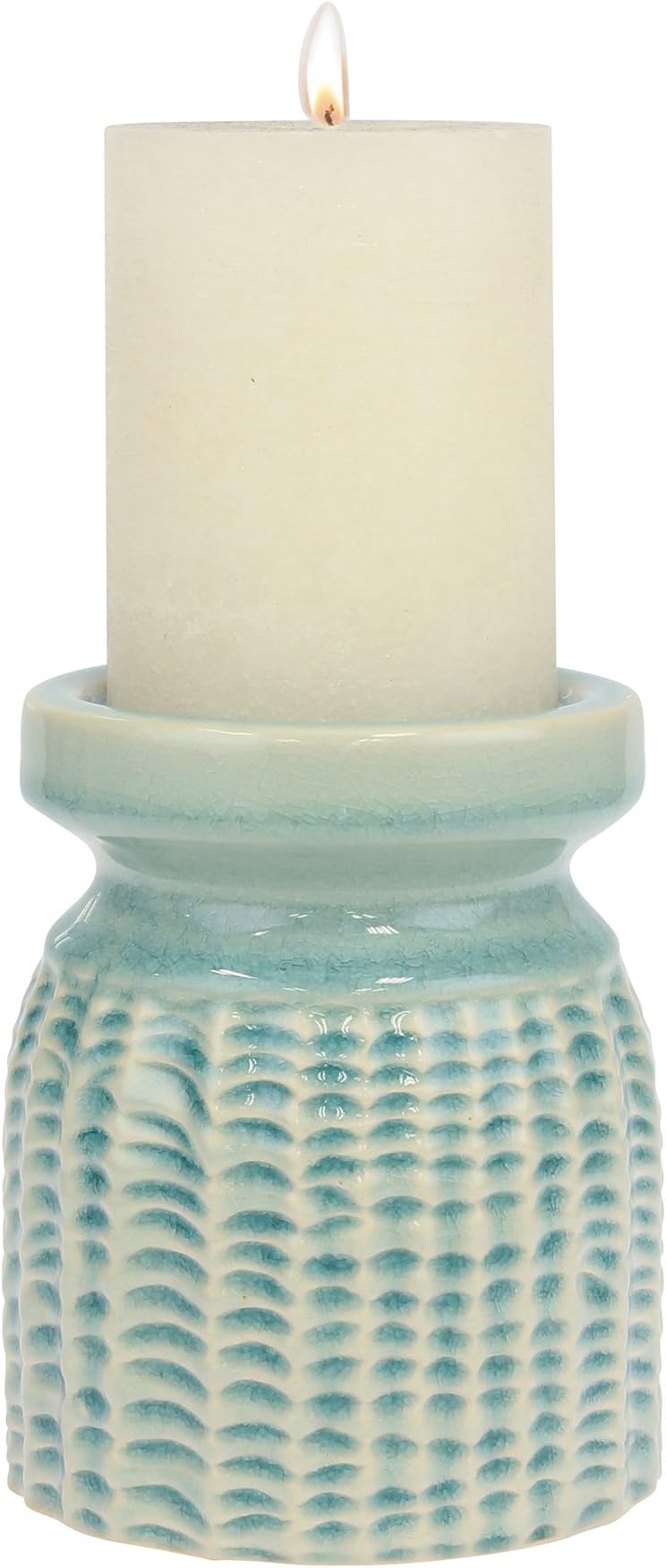 Stonebriar Pale Ocean Ceramic Pillar Candle Holder