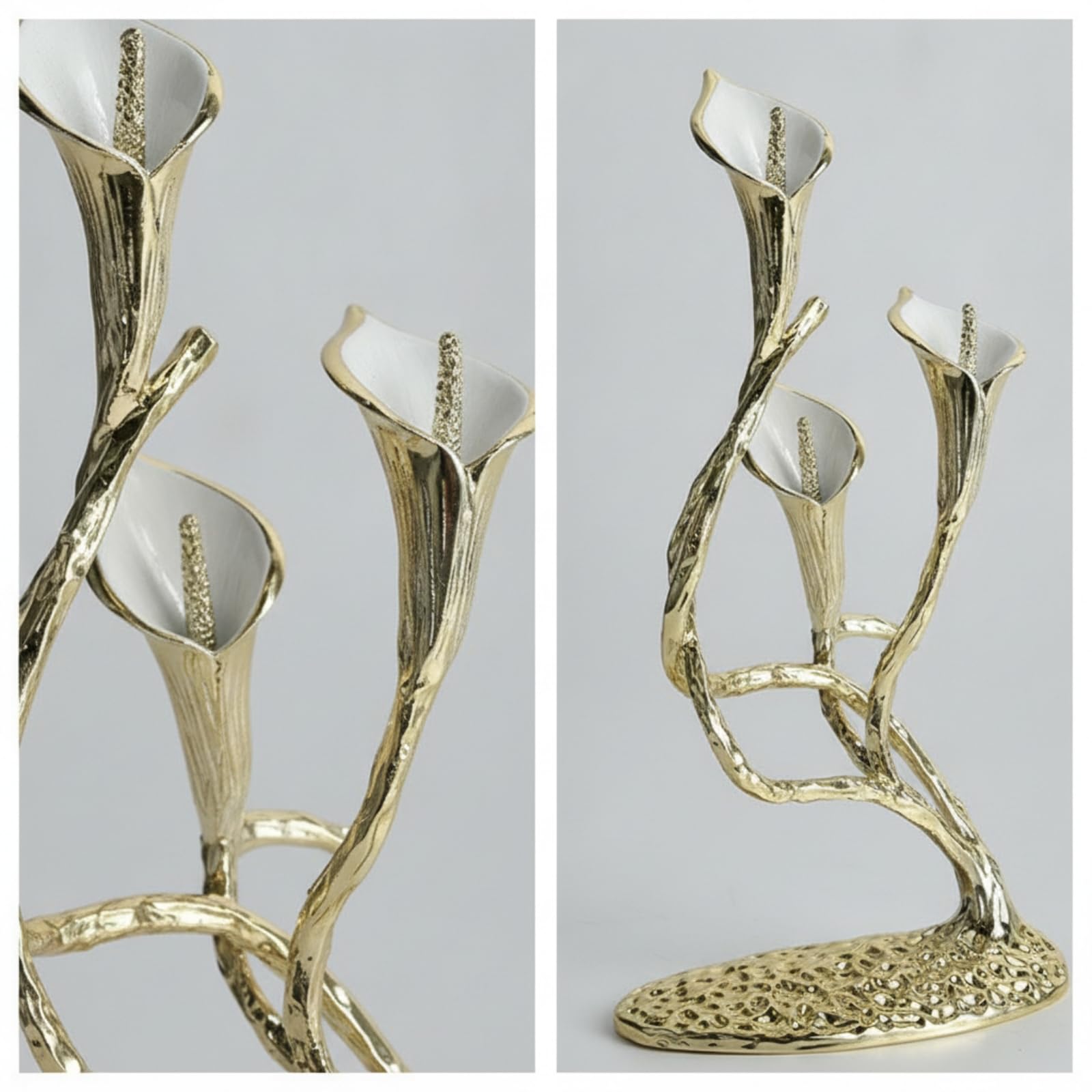 Candelabro Decorativo Portavelas Soporte Centro de Mesa Porta Velas Aleación con Durabilidad Prolongada con Copas Reflectantes Adecuado para Sala Comedor Celebración, Rz9121