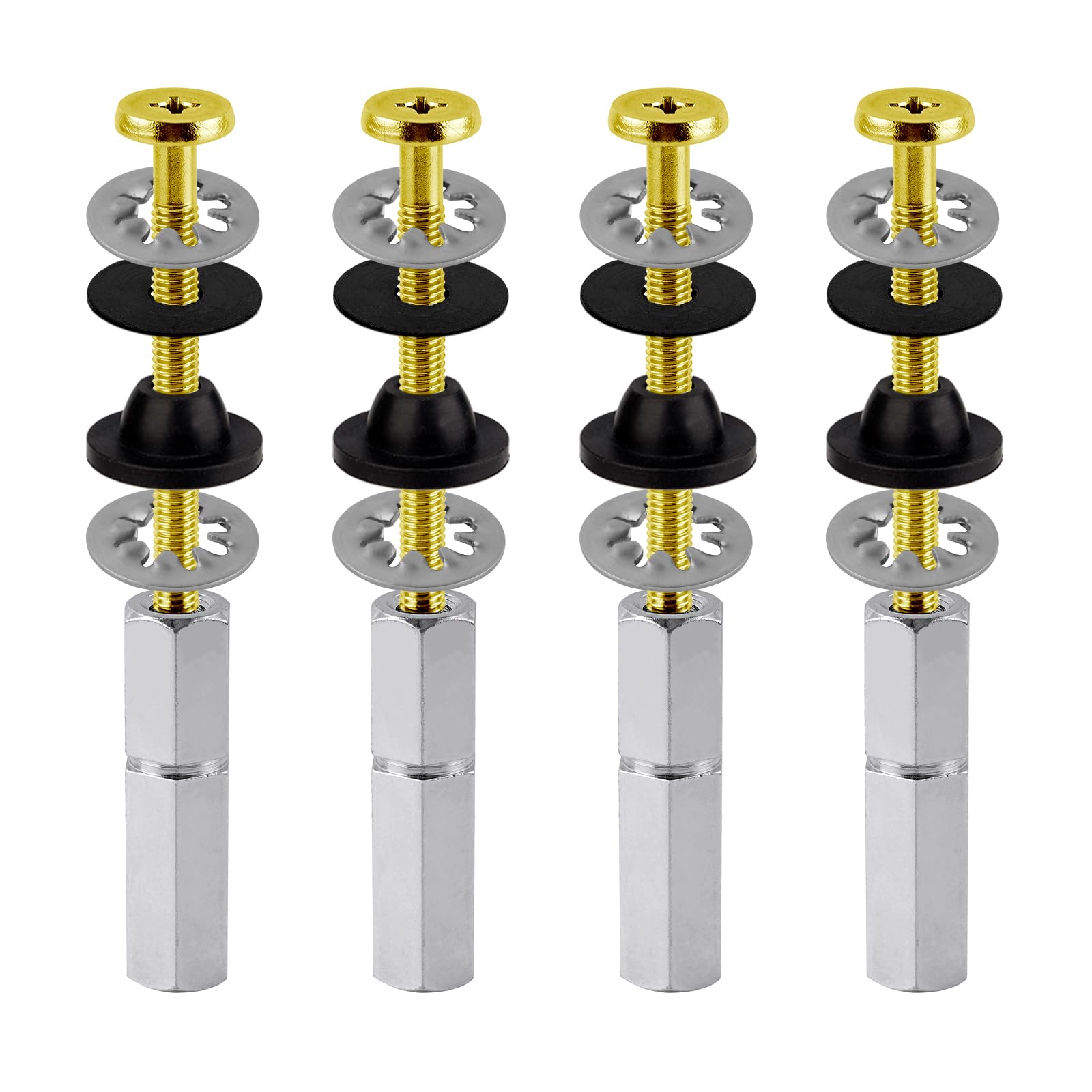 Hibbent 4 PCS Universal Toilet Seat Bolts Kit, Brass Bolts with Metal Nuts