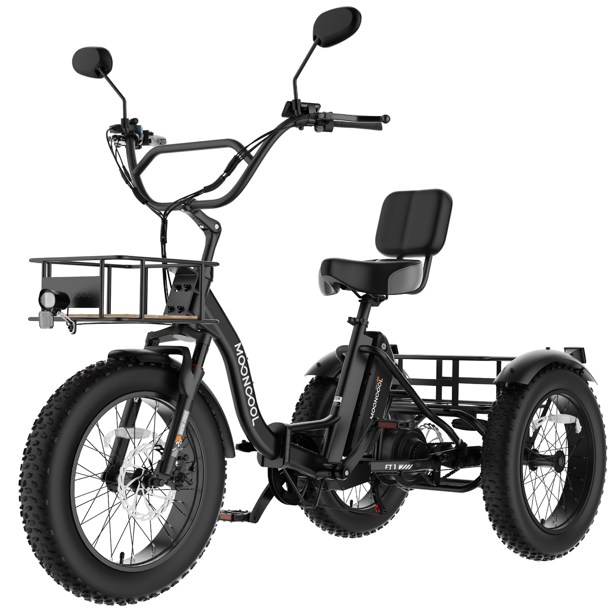 MOONCOOL Electric Tricycle for Adults, Fat Tire Folding Electric Trike