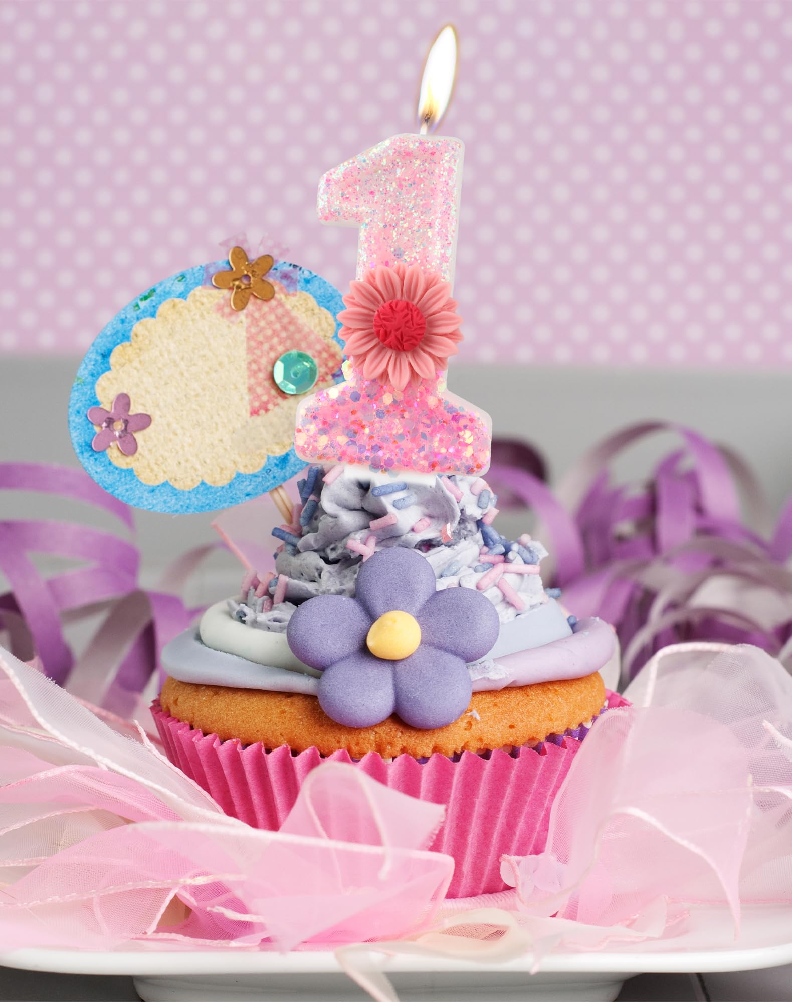 Velas de cumpleaños con números rosados, velas de cumpleaños rosas con número 9 para pastel de cumpleaños, vela de cumpleaños de margaritas rosas, vela con purpurina para niñas de 9º