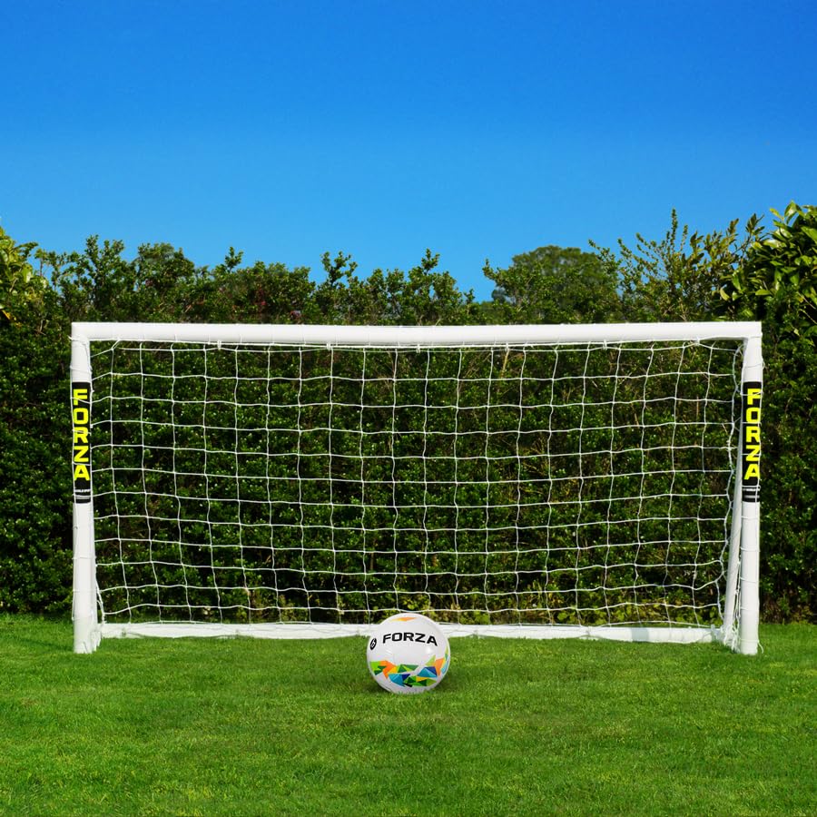 FORZA 8ft x 4ft Football Goal | Durable All Weather uPVC with Quick & Easy Assembly - Optional Target Sheet, Football & Carry Bag - Ideal for Home Gardens and Clubs (Goal and Ball)