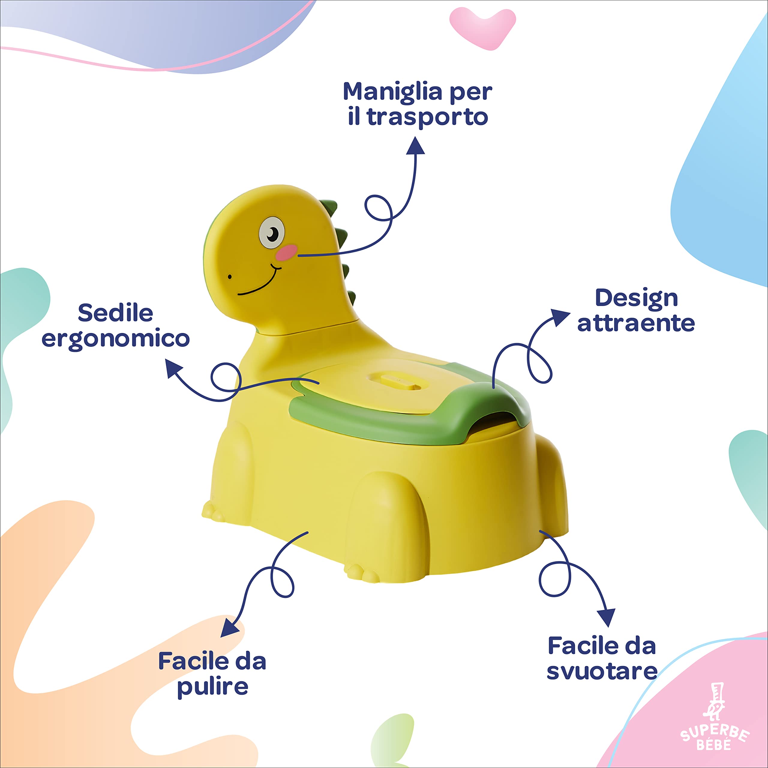 Vasino per Bambini WC - Vasetto Per Bambini WC - Per l'educazione alla toilette - Confortevole, antiscivolo, sistema anti-versamento e anti-odore - Facile da svuotare grazie alla vaschetta rimovibile