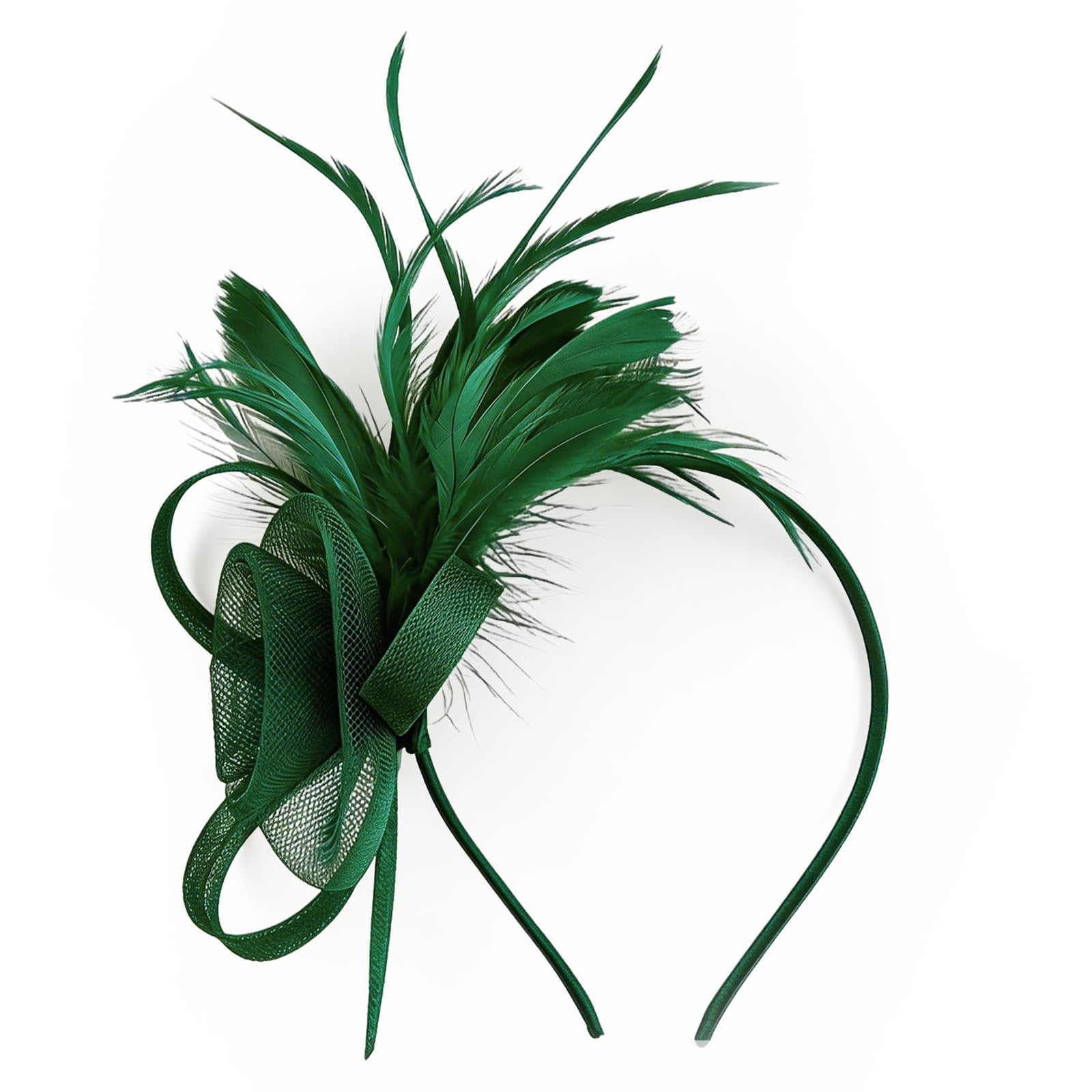 Chersun Women's Green Fascinators For Elegant Net Fascinator Wedding Hat Clip, Vintage Lace Feather Fascinators For Weddings, Fascinator For Wedding Cocktail Evening Garden Tea Party (Green)