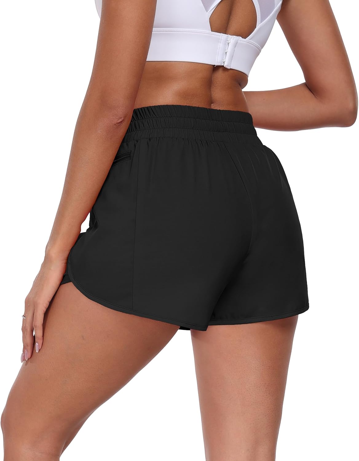 PrinStory Womens Athletic Shorts High Waisted Running Quick Dry Gym Workout Shorts with Zipper Pockets - Image 6