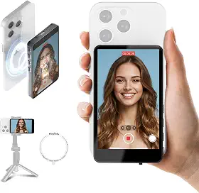 SYNCO XView Tela de monitor de selfie para iPhone e Android, sem fio 4K/1080p câmera traseira magnética Vlog monitor com alcance de 164 pés, alto-falante integrado para YouTube TikTok Live Streaming