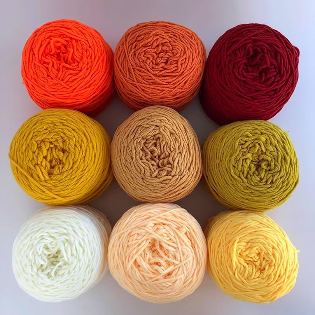 Farbiges Strickgarn, Tuftinggarn Acryl 100g/200g for Teppichherstellung Punch Needle Gelb Braun(200g ball)