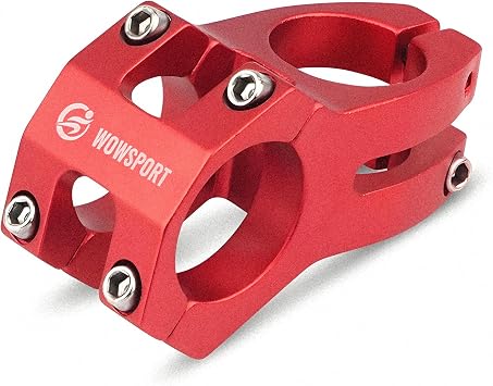 wowsport 31.8mm Bike Stem 45mm - Lightweight CNC 6061-T6 Aluminum MTB/Road Handlebar Stem | Matte Black or Racing Red