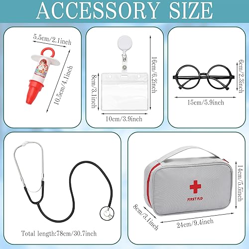 Miniatura 5 de PartyBloom Kit de disfraz de médico para niños, disfraz de médico de Halloween con accesorios para niños y niñas