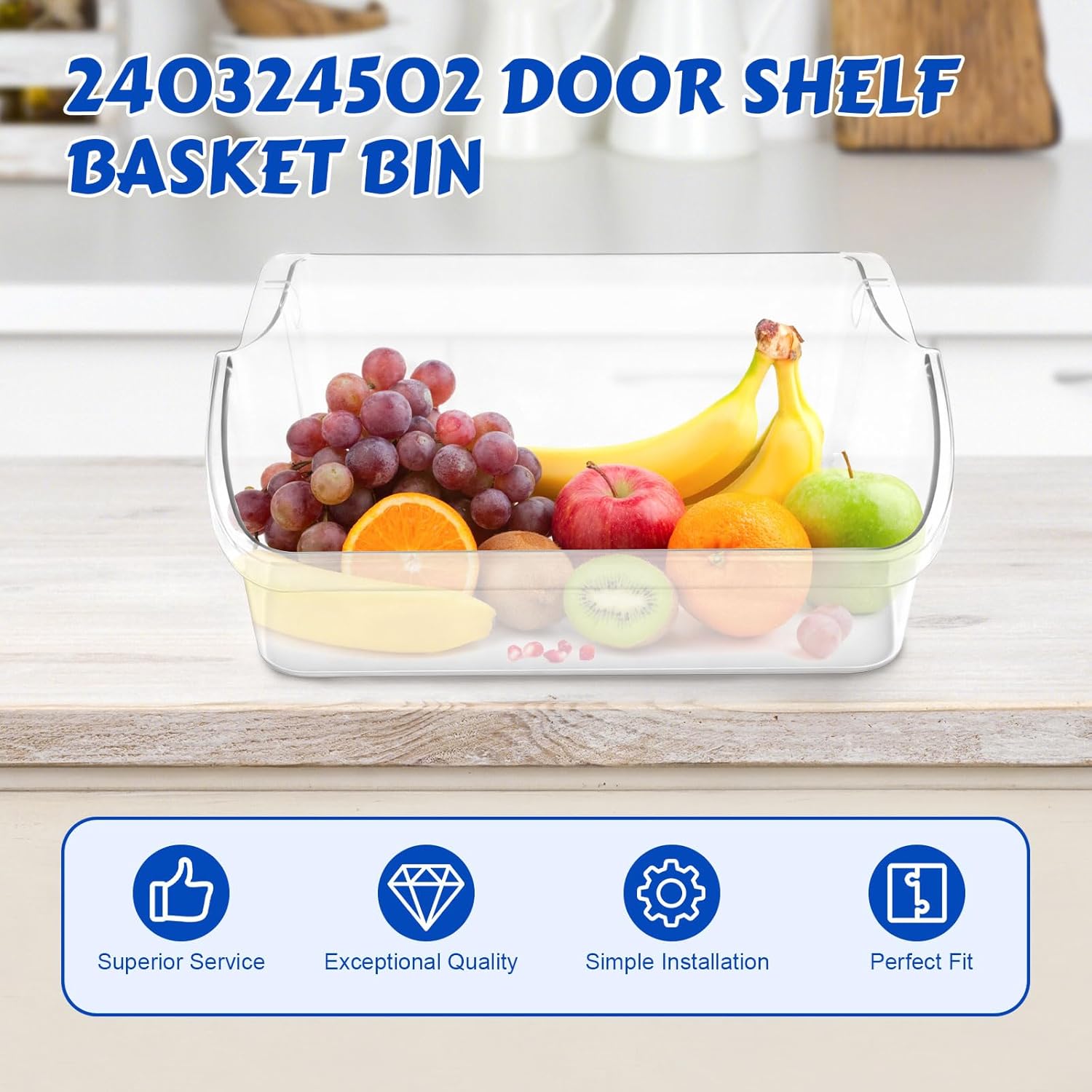 2 Pack 240324502 Refrigerator Door Bin Shelf Replacement, Compatible with Frigi-daire Ken-more Ele-ctrolux Cro-sley Replace 844402 LFSS2312TF0 LFSS2312TE0 LFSS2312TP0 Refrigerator Door Shelf bin