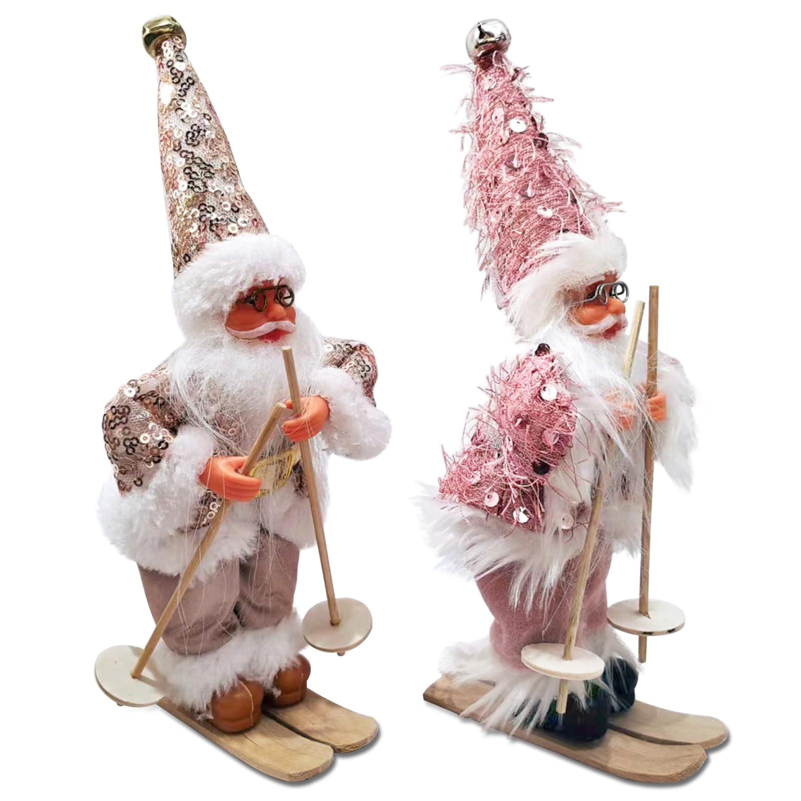 Navidad Decoración, Papa Noel Muñeco, Adornos De Navidad para La Casa, Figuras De Navidad, Santa Claus Muñeco Esquí con Trineo, Navideños Peluche Miniaturas Decorativos para Árboles De Navidad 2pcs