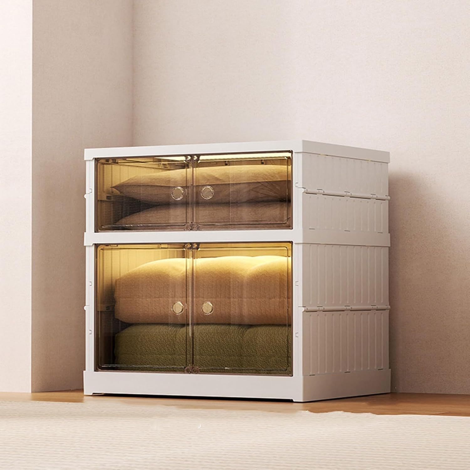 Meuble de rangement empilable à roulettes avec couvercles pour stocker vos vêtements