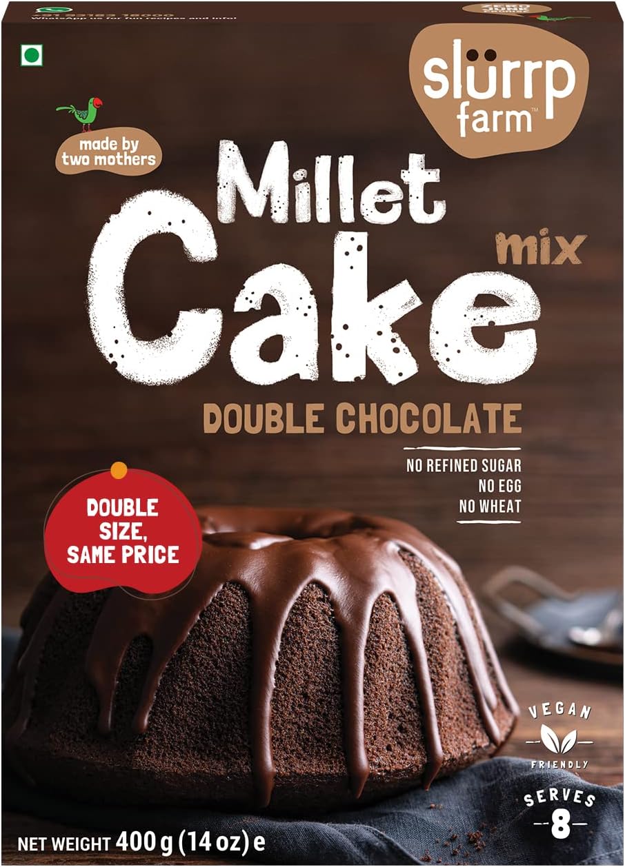 Slurrp Farm Chocolate Cake Mix | Vegan, Wheat Free, Made with Gluten Free Millets, Dairy Free, 400g