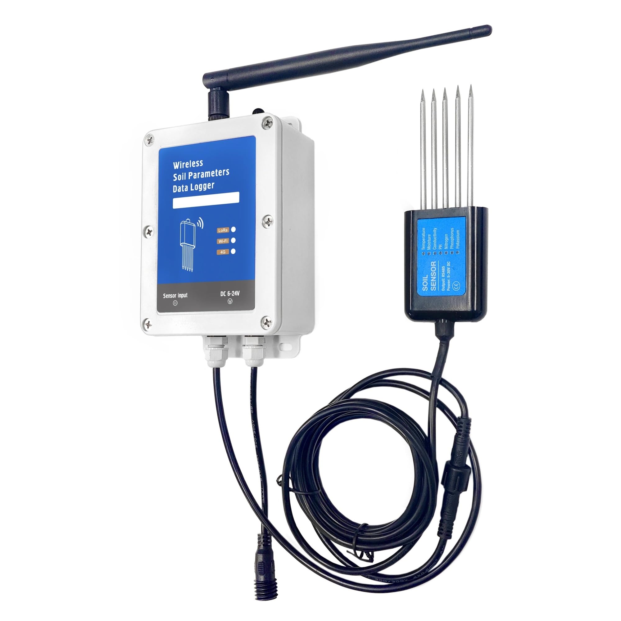 Niskie Zużycie Wilgotność Gleby Temperatura EC PH NPK Czujnik 7 W 1 WiFi Lub 4G Rejestrator Danych Tester Z Wbudowaną Baterią DokłAdny I Niezawodny(CWT-Soil-DL-WiFi)