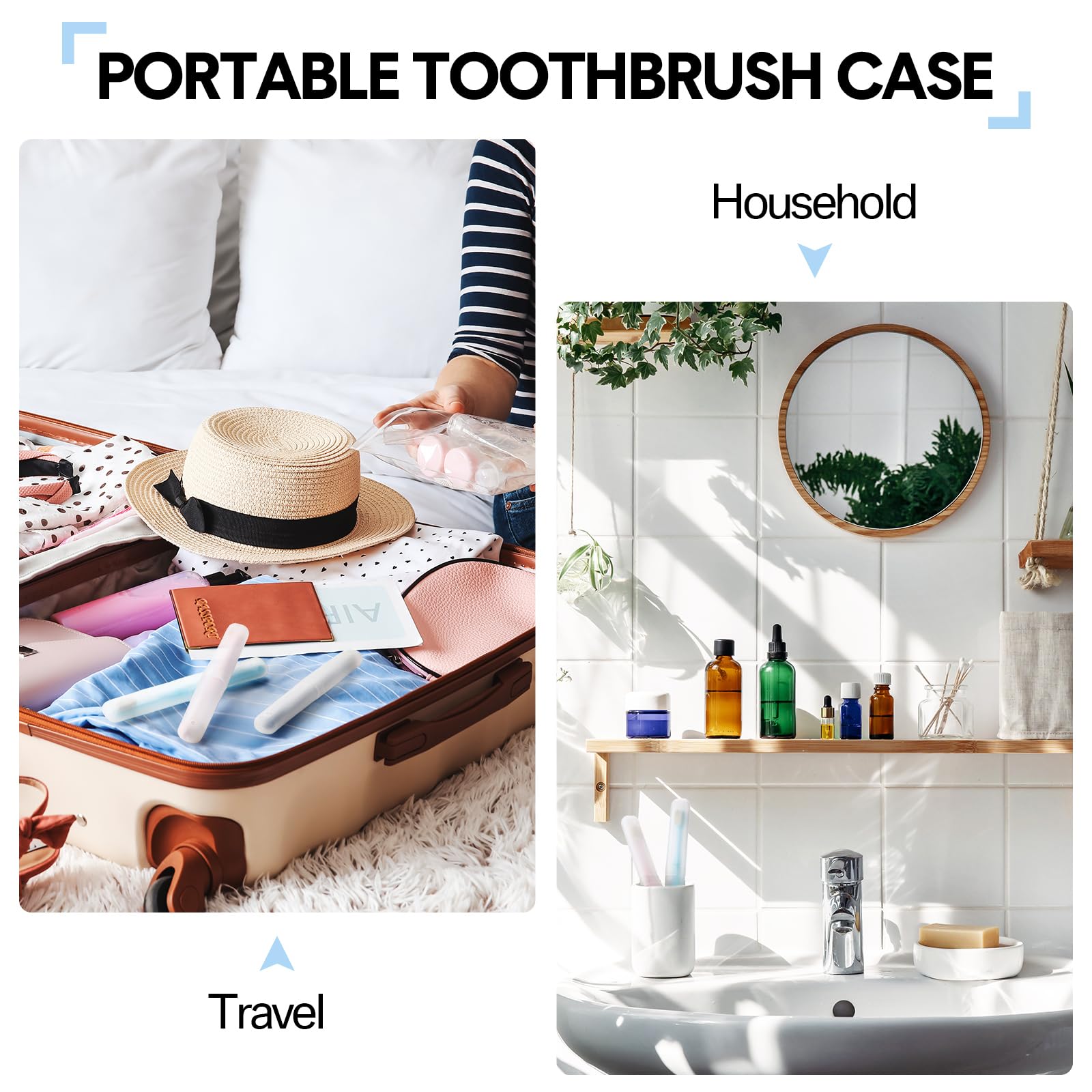 60 soportes de plástico para cepillos de dientes portátiles de viaje, funda protectora para cepillo de dientes para interiores y exteriores, viajes, hogar, camping, escuela (transparente)