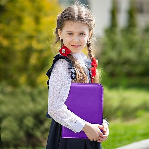 Miniatura 5 de Carpeta de tarjetas morada con 4 bolsillos, 400 bolsillos con 50 fundas extraíbles, álbumes de tarjetas intercambiables, carpeta de tarjetas