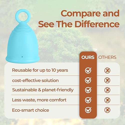 Miniatura 5 de WE KEEO Copa menstrual Reutilizable, suave y segura de silicona de grado médico 12 horas de comodidad alternativa ecológica de tampón y