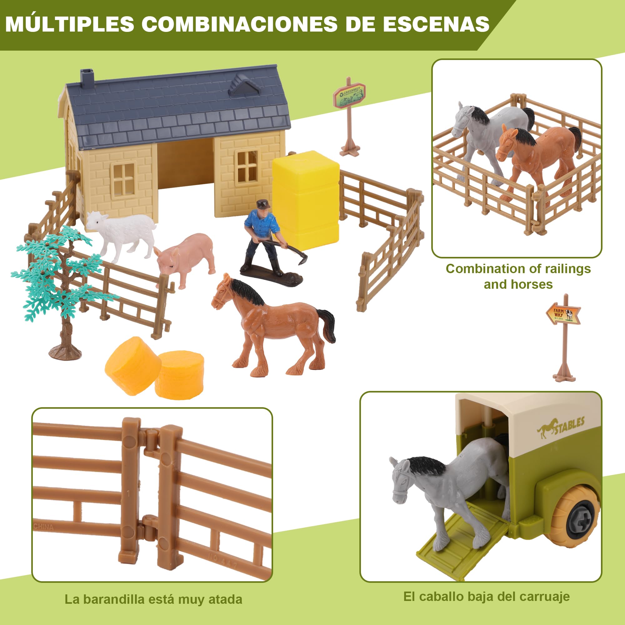 Herefun 29 Piezas Granja Tractor Juguete, Juego con Casa y Animales, Juguete Educativo para Niños 3-8 Años, Regalos de Cumpleaños