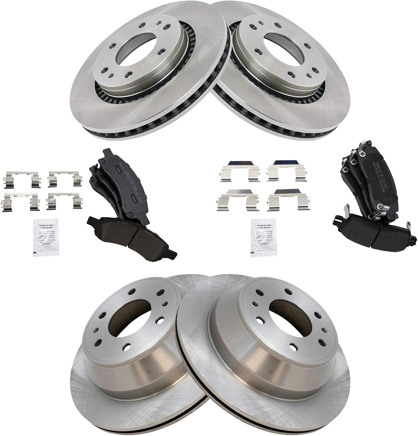 TRQ Front and Rear Brake Pad & Rotor Kit Brake Pads Brake Rotor Semi-Metallic Compatible with 2006-2007 Buick Rainier 2006-2009 Chevrolet Trailblazer GMC Envoy 2007 Isuzu Ascender 2007-2009 Saab 9-7x