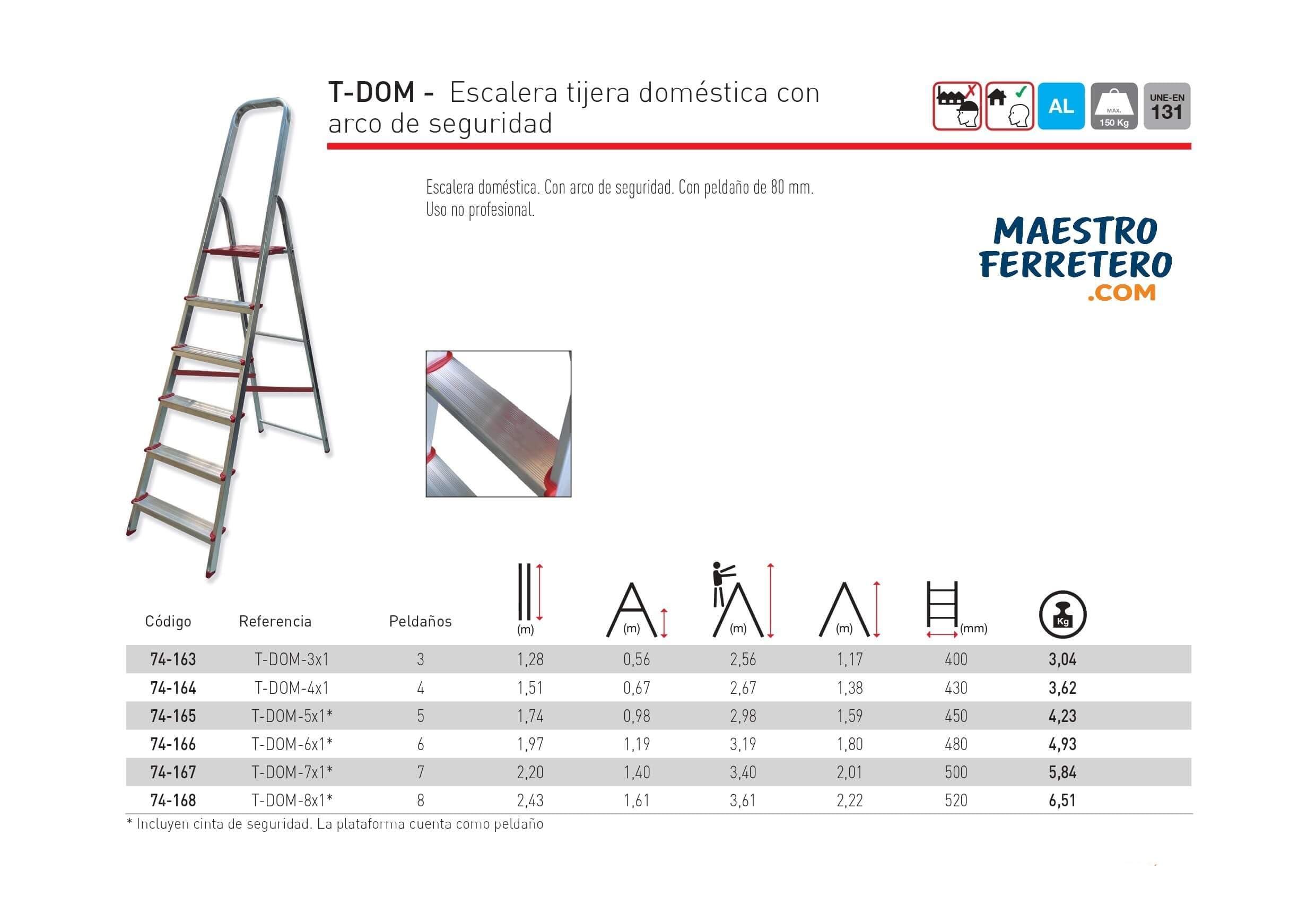 Escalera Tijera Doméstica T-DOM-6x1 de 6 Peldaños