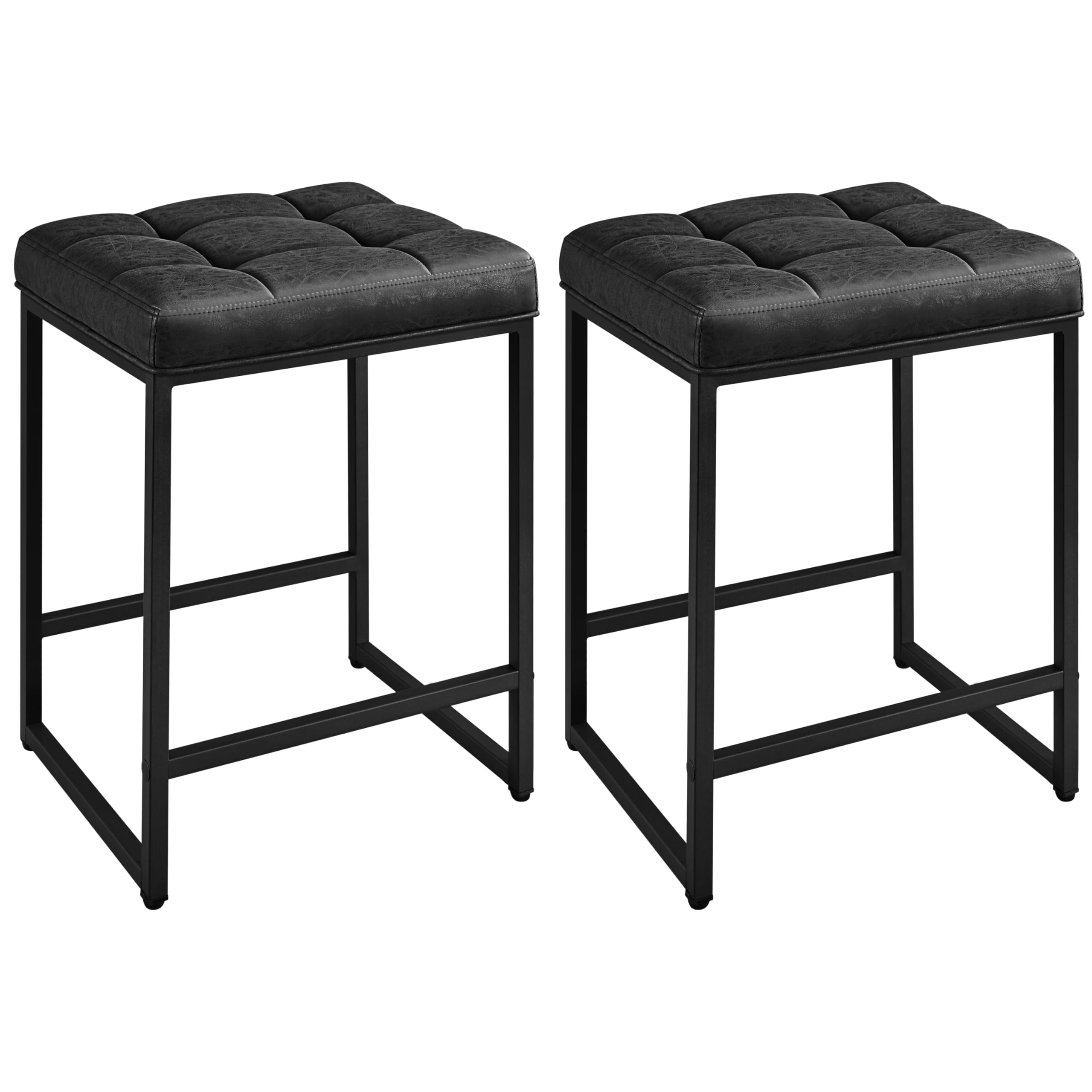 Yaheetech 2-Piece Counter Height Bar Stools - 24 Inch Backless Faux Leather Stools