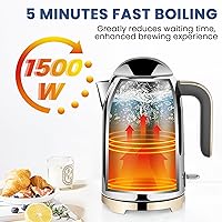 Vista 3 de SUSTEAS Hervidor Eléctrico – Hervidor de Agua Caliente para Té de 57oz con Termómetro, Olla de Acero Inoxidable de Calentamiento Rápido de 1500W