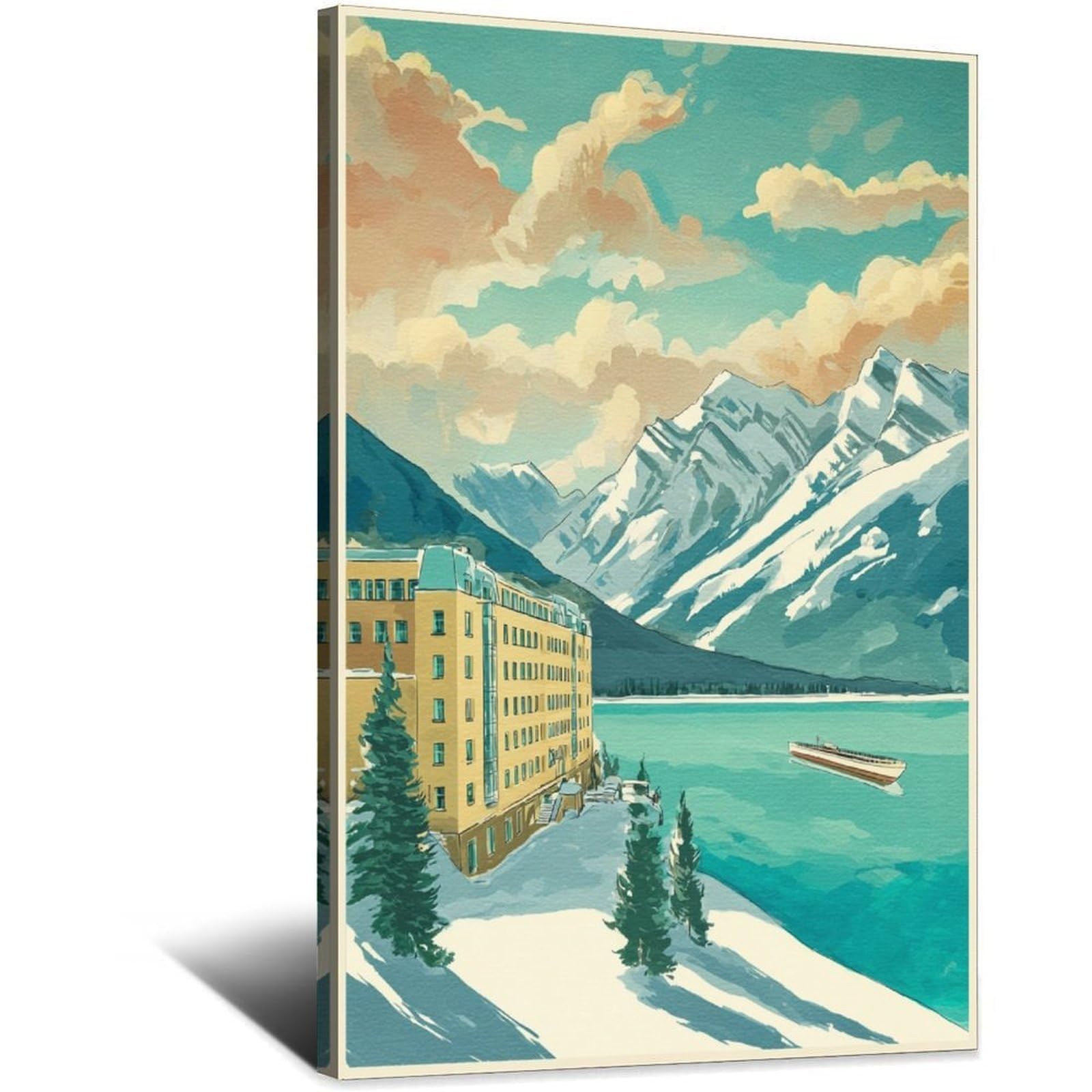 St Moritz Ski Posters 20x30inch(50x75cm) Vintage Watercolor Canvas Art