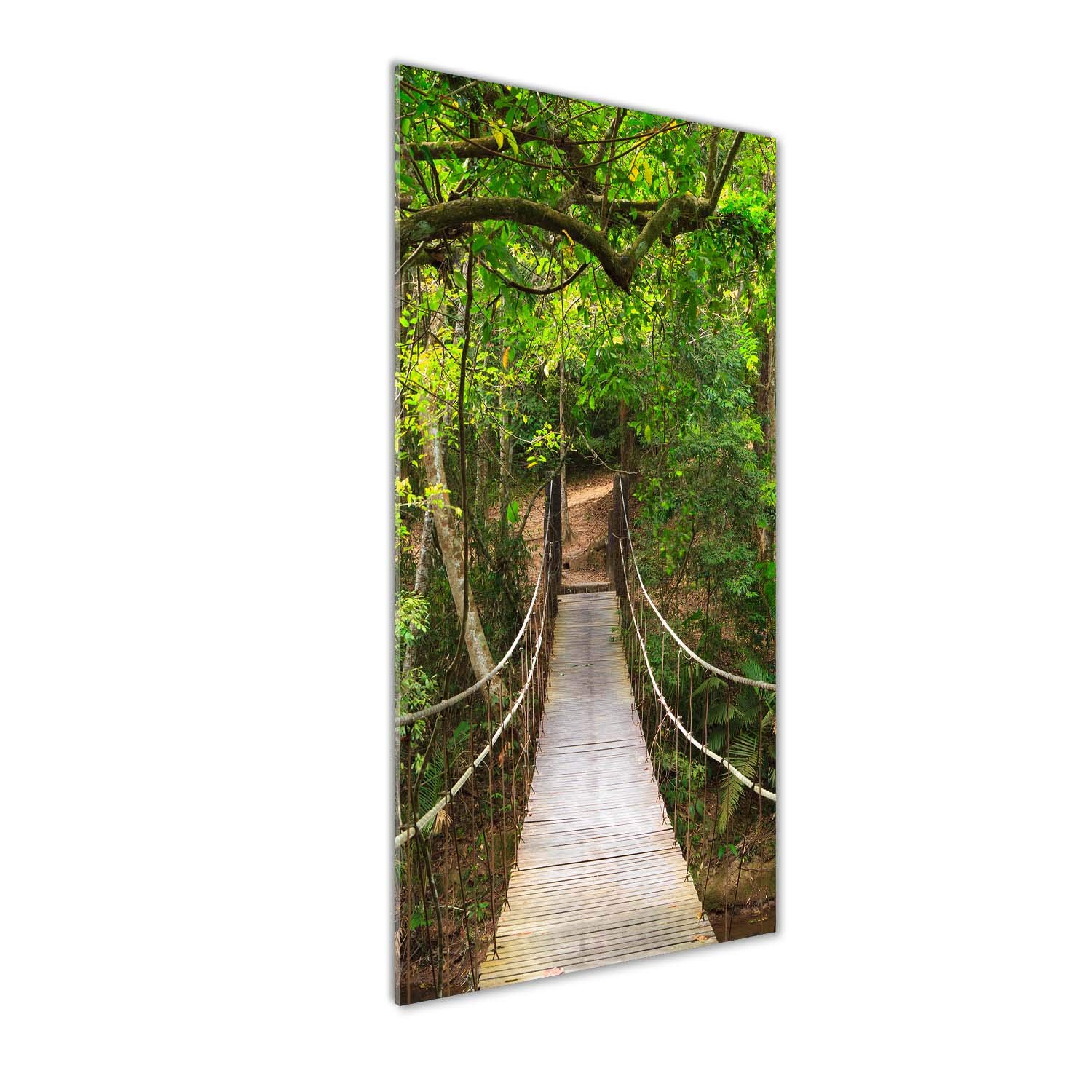 Impression sur verre acrylique Tulup 50x125 cm avec un pont suspendu dans la forêt