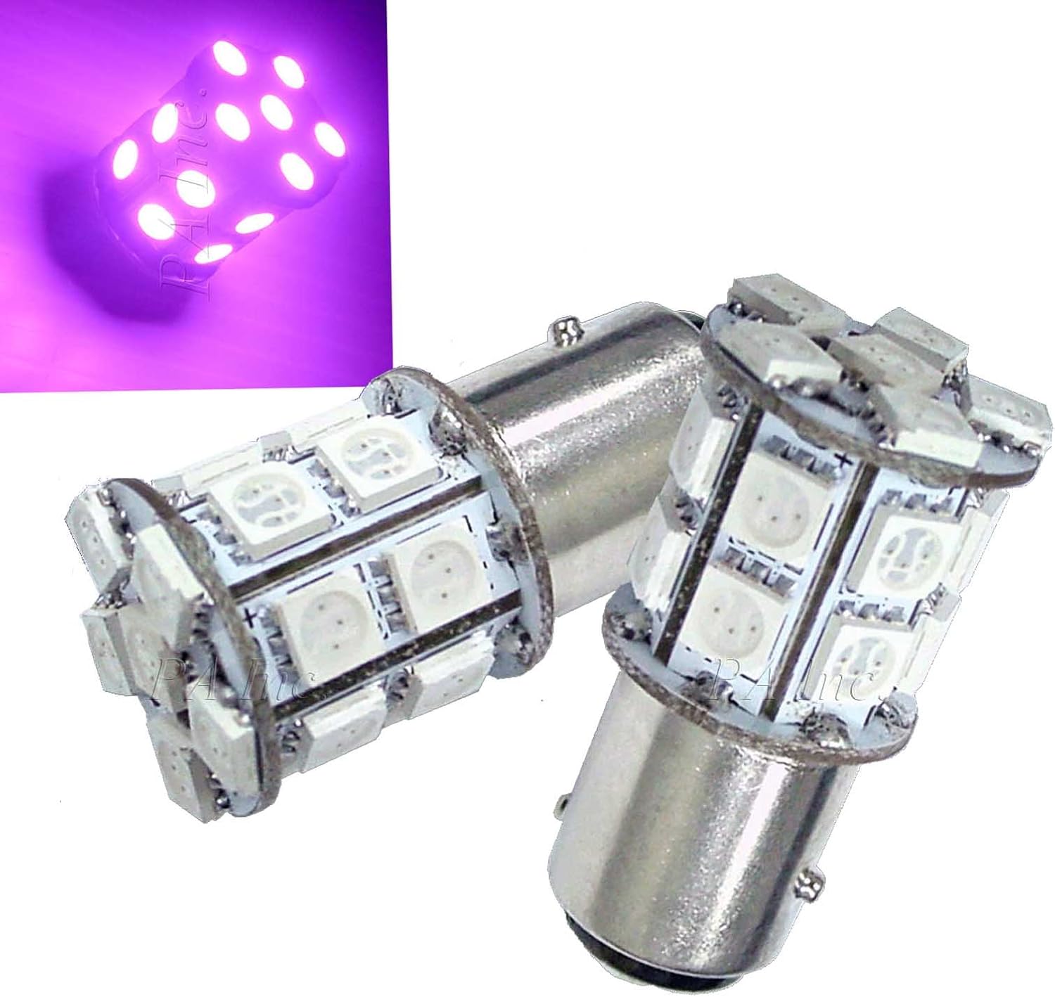 PA 2 pcs 1157 2357 S25 Bay15D 20SMD 5050 LED Car Scooter Motor Bulbs Ultra Purple