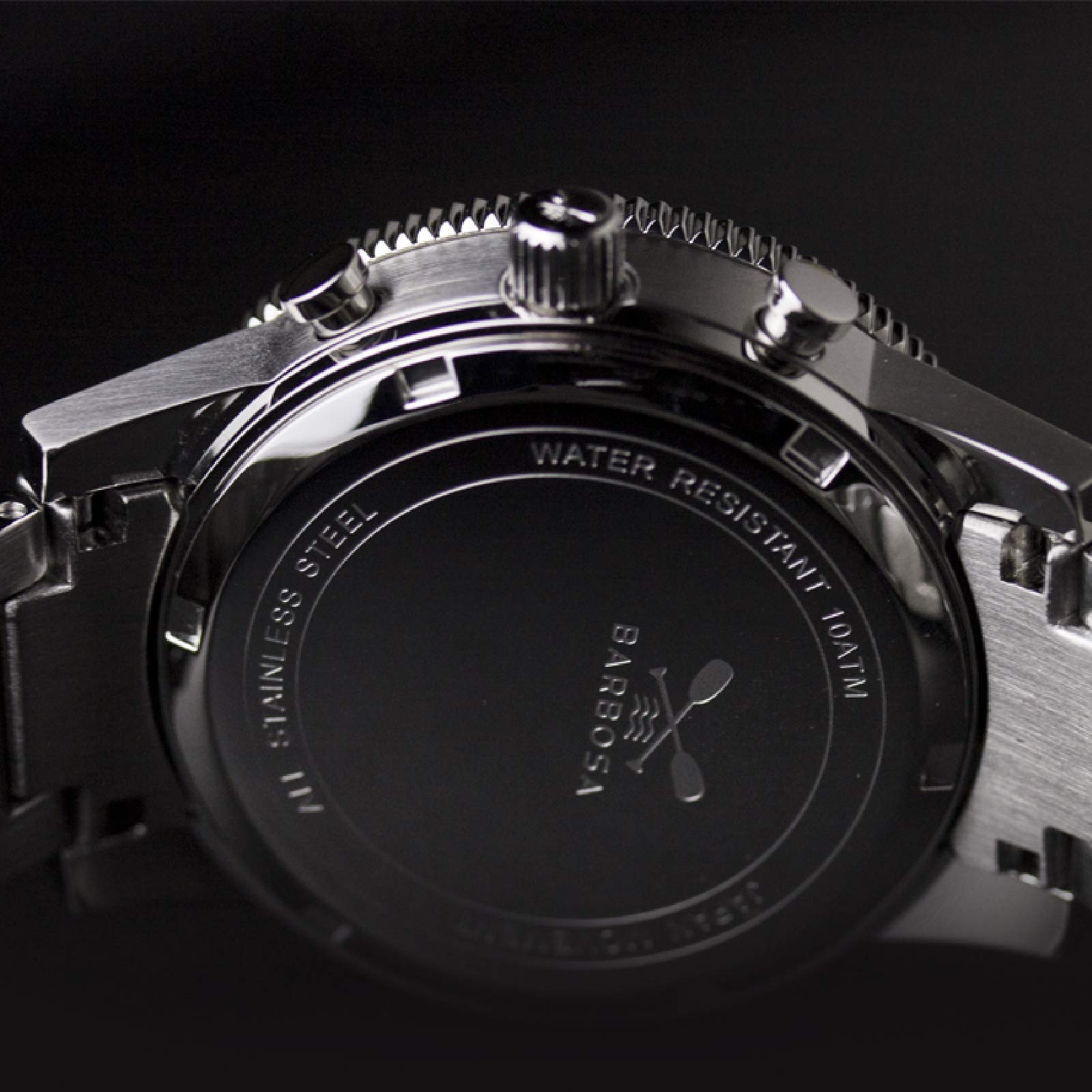 Barbosa - Orologio Uomo Cronografo, al Quarzo, con Cinturino in Acciaio Nero, Elegante, Sportivo e Preciso, Made in Italy