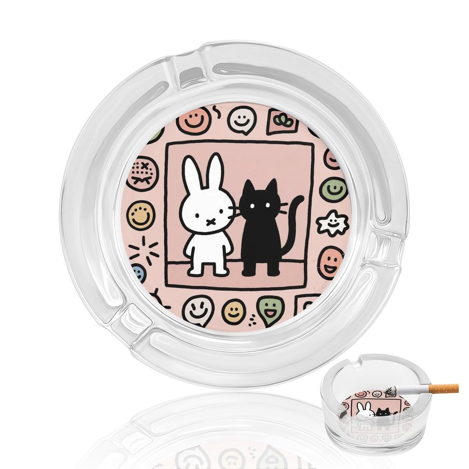 Cendrier d'extérieur en verre et décoration de bureau au motif lapin
