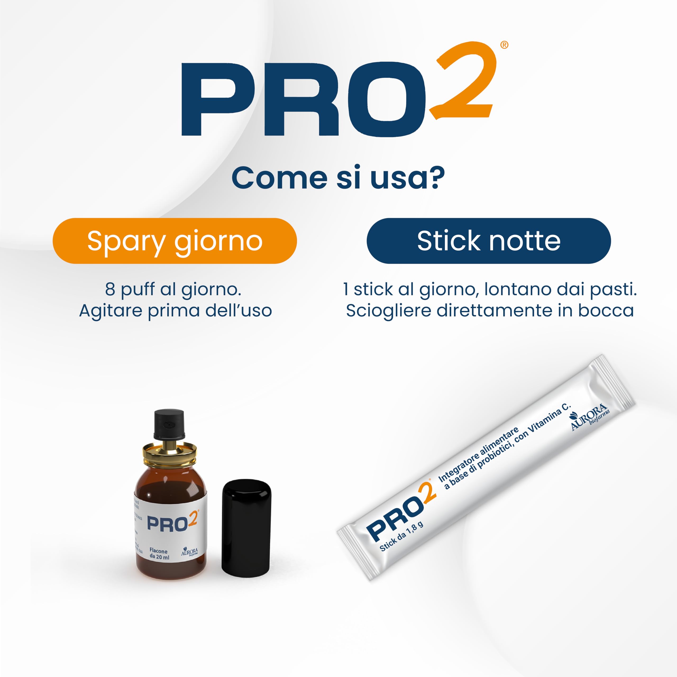 Aurora biofarma Pro2 - Per il Sistema Immunitario con Miele, Propoli, Vitamina C - Doppia Formulazione Spray 20ml e 14 Stick