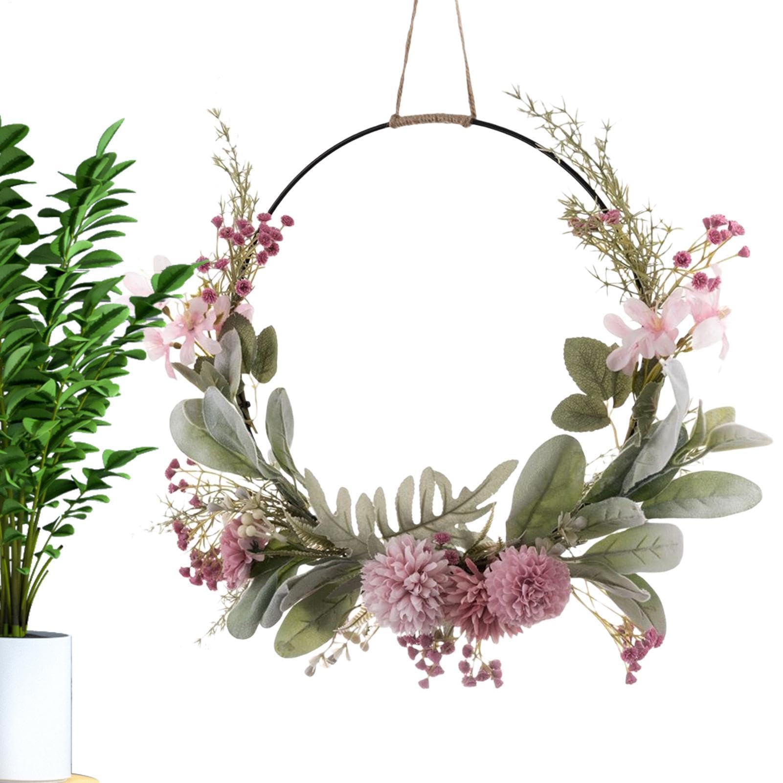 Couronne de printemps d'été pour porte d'entrée qui reste fraîche sans entretien