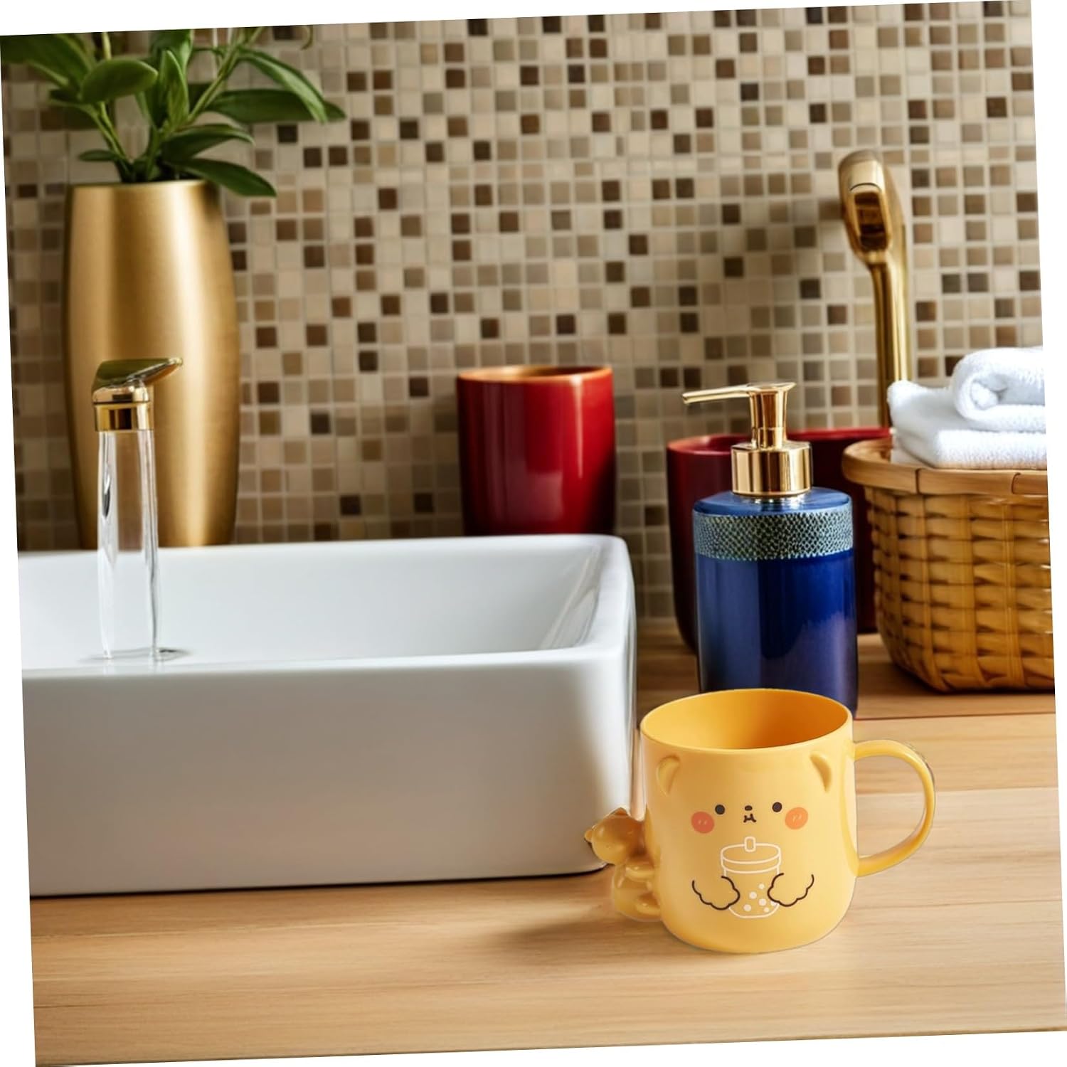 MAGICLULU 2pcs Cartoon Mouthwash Cup for Boys and Girls Plastic Cups Boy Girl Dental Design