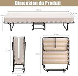 GIANTEX Letto Singolo Pieghevole con 4 Ruote, Portata di 120 kg, Letto Pieghevole con Materasso e 4 Gambe in Mettallo, Fibbia Fissata, 80 x 190 cm, Materasso di 10 cm, Ideale per Viaggio e di Riserva - 5