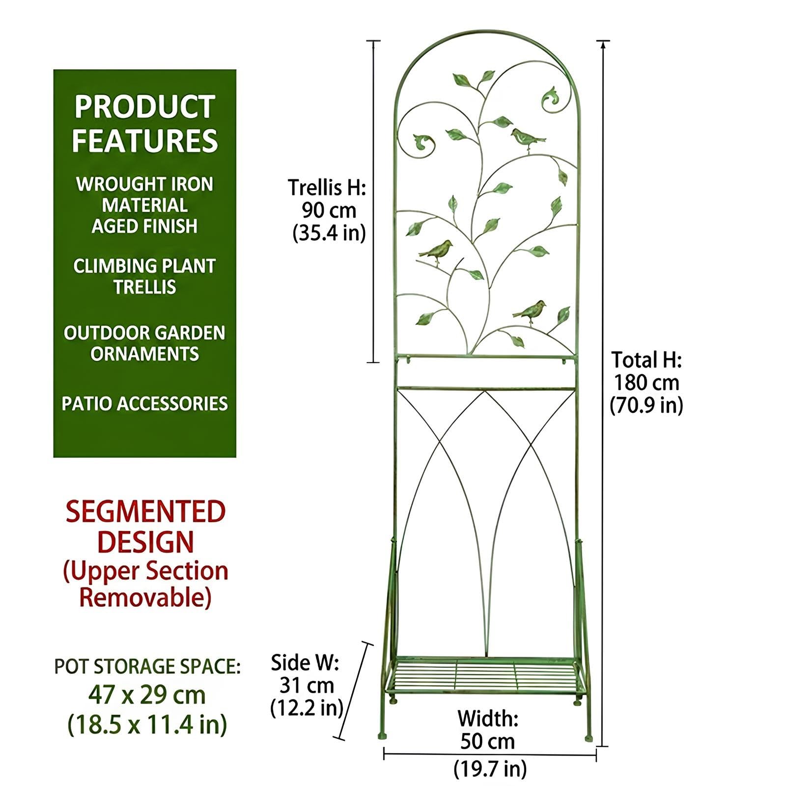 Celosías de Jardín, W50xH180cm Decoración Exterior, para Verduras Flores,Montaje DIY, para Jardín, Patio, Piscina(White)
