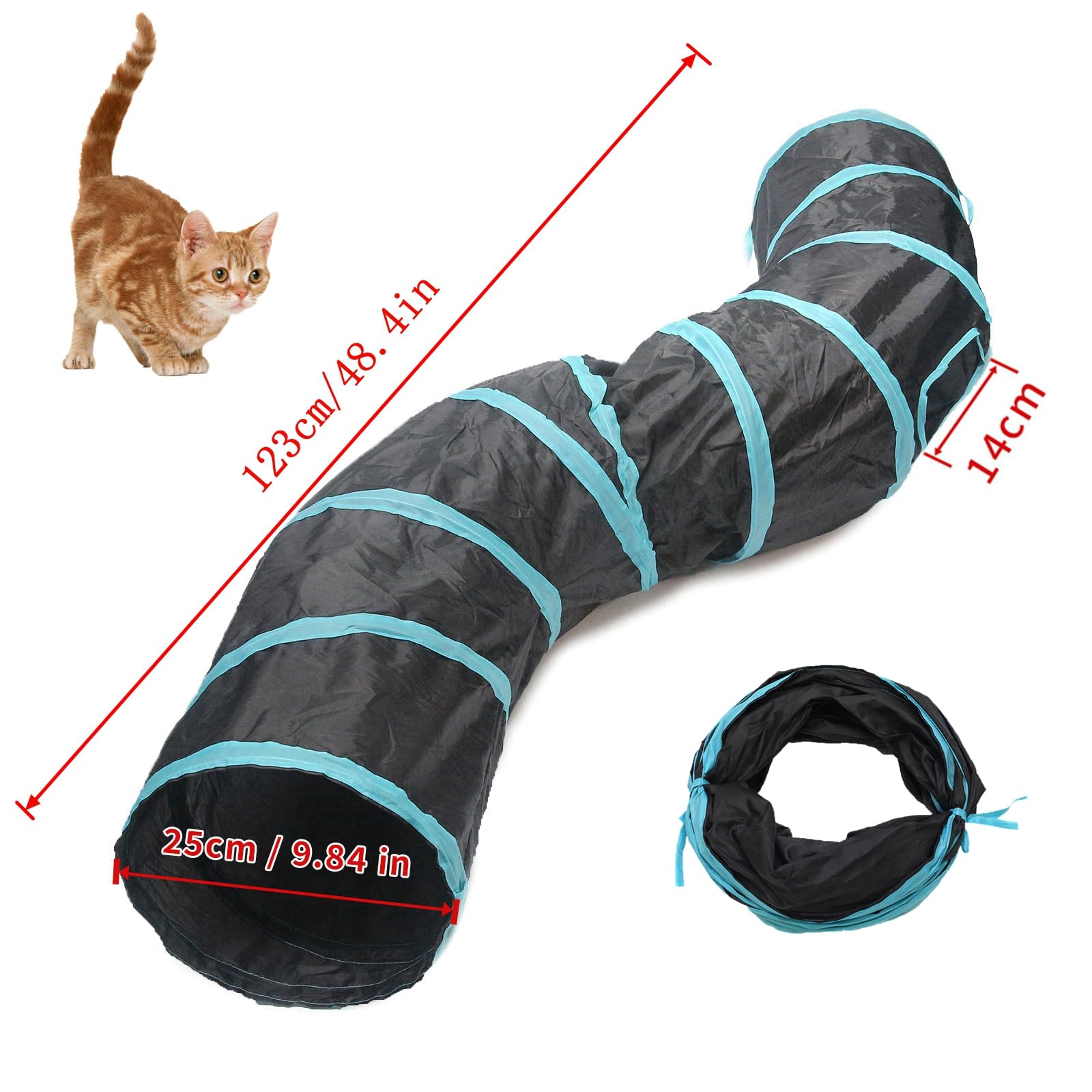 RongQiLBB 2 Way Cat Tunnel Tube Collapsible Pet Play Tunnel S-Type Cat Tunnels for Indoor Cats Puppy, Kitty - Image 2
