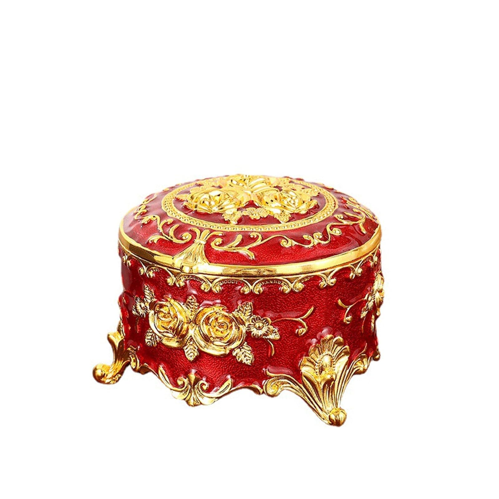 Boîte à bijoux rose rangement métal émail commode vintage pour maison