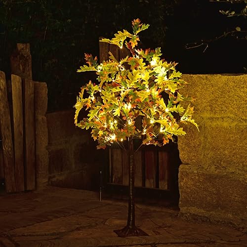 Miniatura 2 de Lightshare Árbol de roble iluminado de 4 pies con 48 LED, color blanco cálido, vegetación artificial con luces para boda, vacaciones, hogar, fiesta,