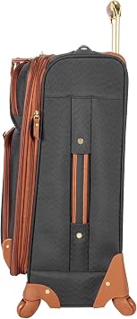 Steve Madden Designer Luggage Collection - Expandable 24 Inch Softside Bag - Durable Mid-sized Lightweight Checked Suitcase with 4-Rolling Spinner Wheels (Global Black)