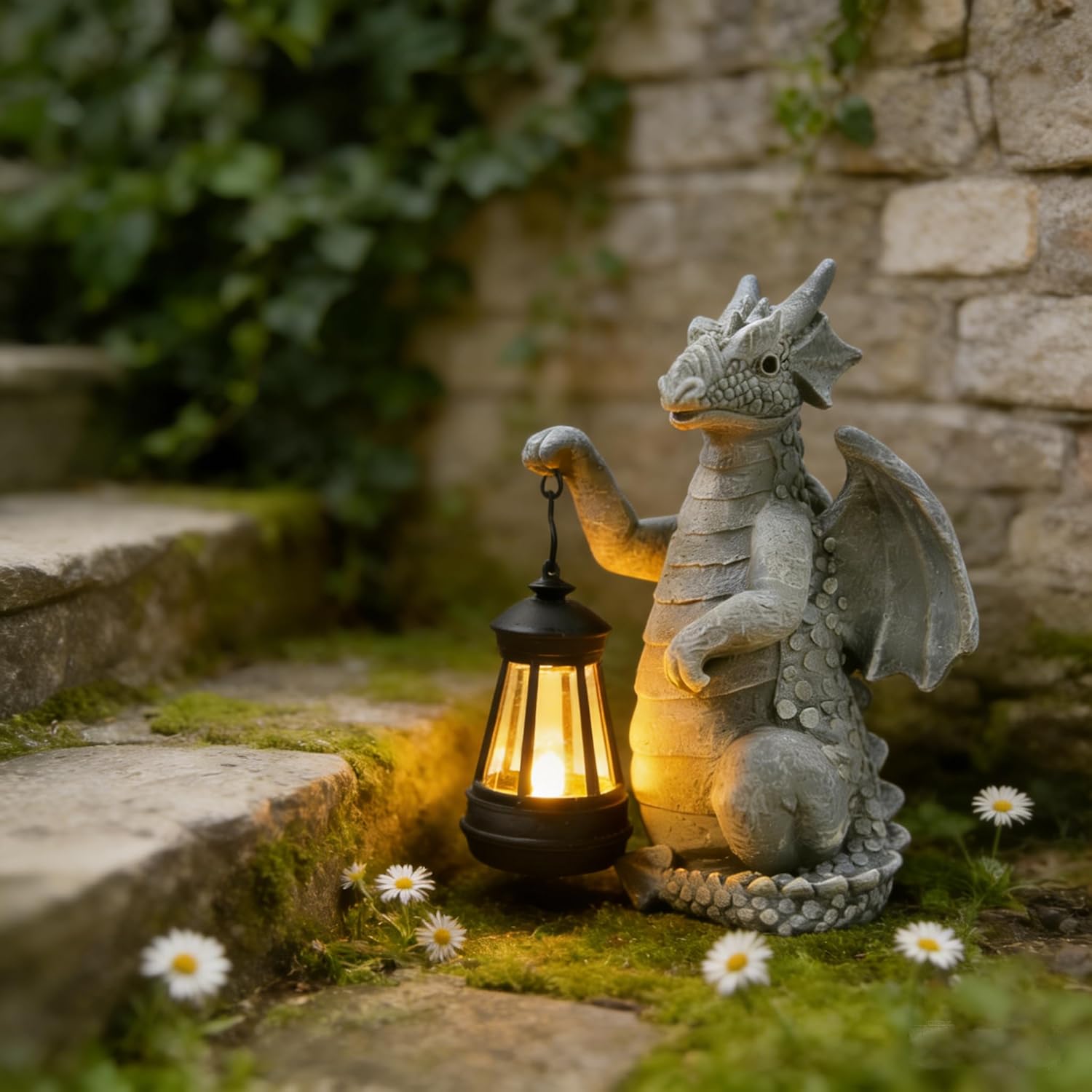 Dragon Solar Outdoor Garden Statue - Dragon Outdoor Figurie Lights - Yard Decorative Outdoor Statue Suitable for Patio, Balcony, Patio Decoration - Specially Customized Gift for Mom