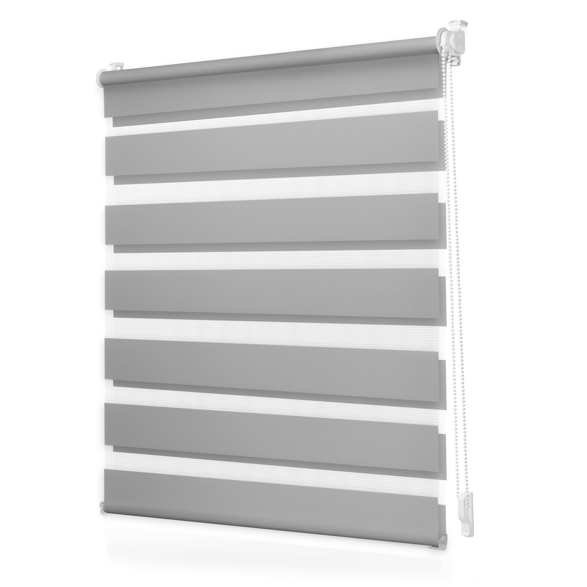Lichtblick Duo Rollo ohne Bohren, Blickdicht Grau, 45 cm x 130 cm (B x L)