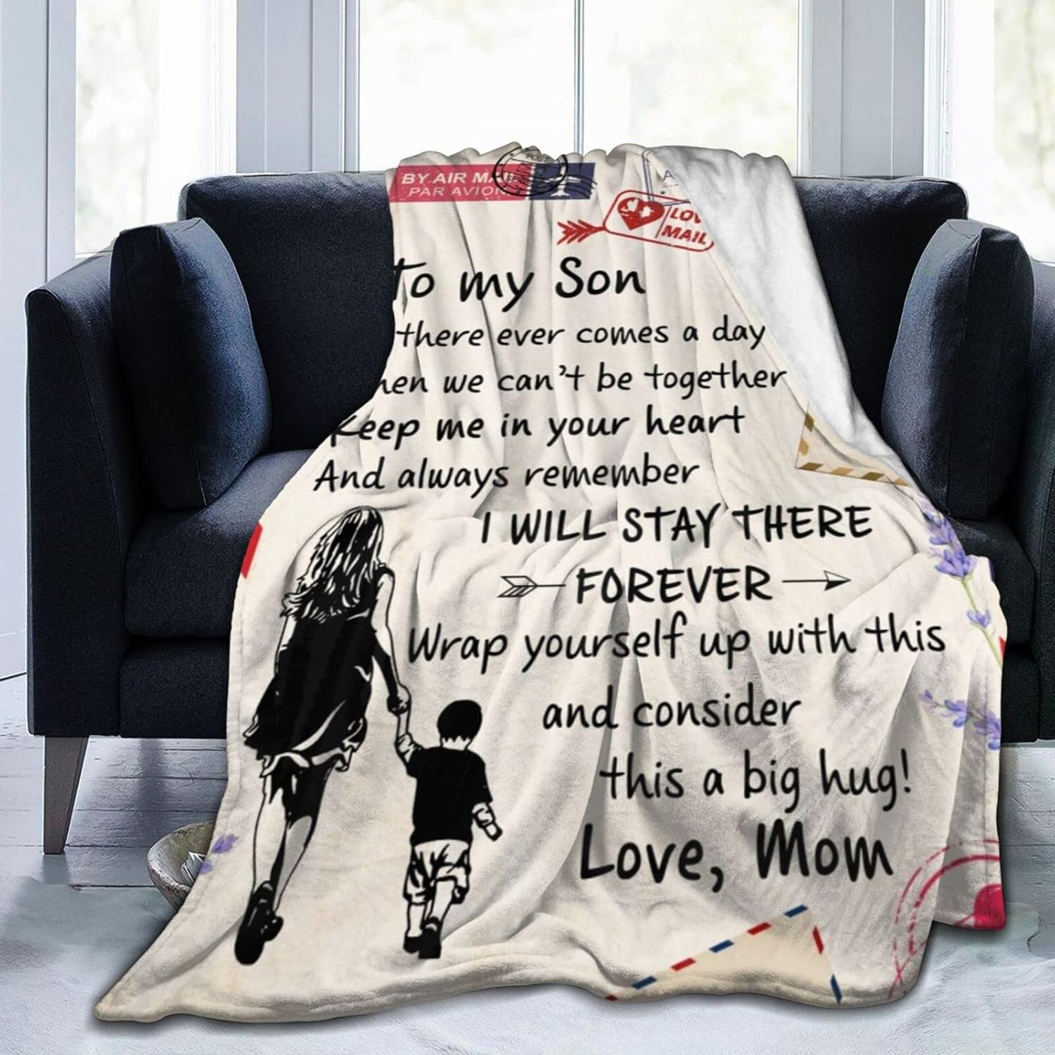 Fleece Blanket to My Son Letter Printed Quilts Mom for Son