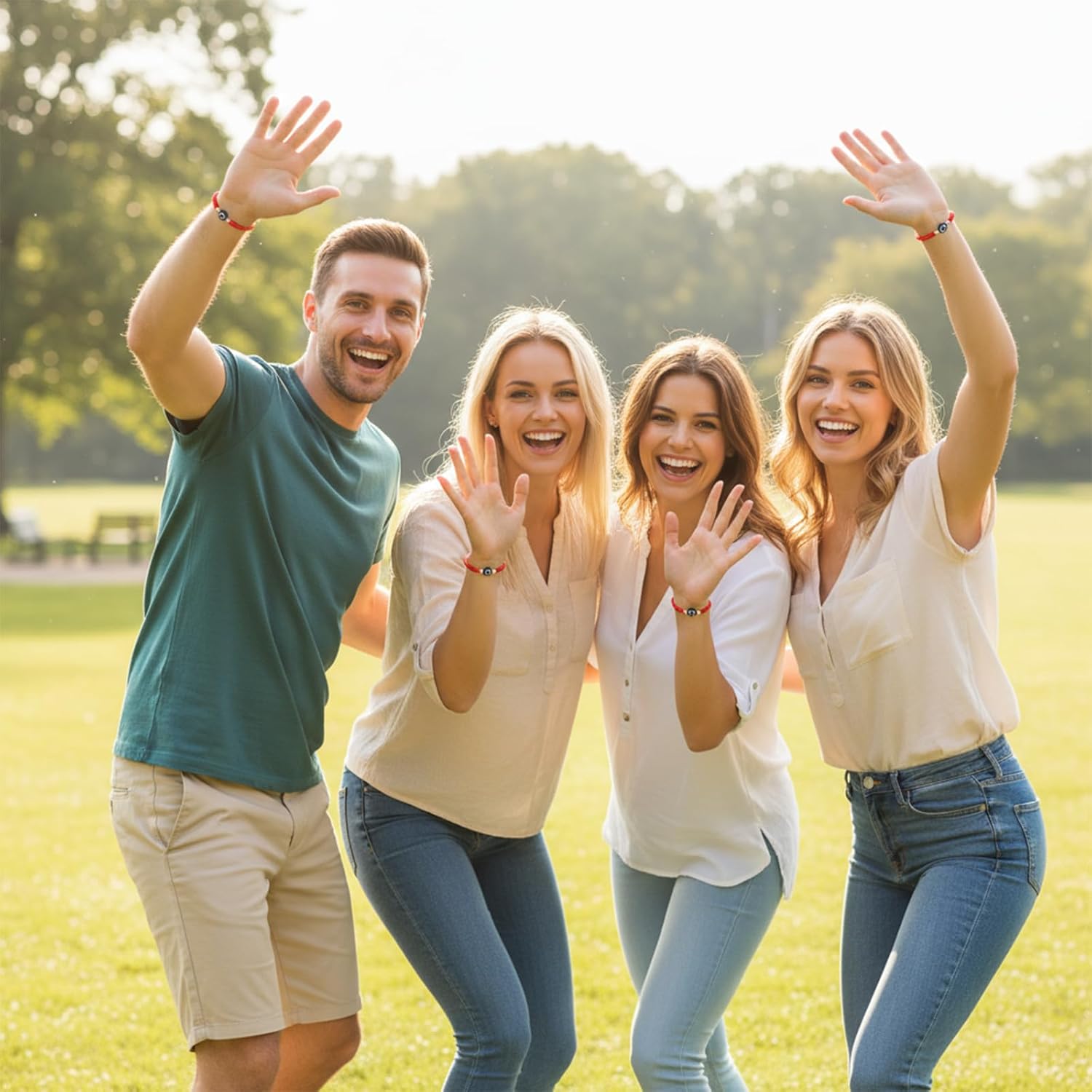 Yolev 9Pcs Evil Eye Bracelets 7 Knot Lucky Bracelets Set Adjustable Red String Bracelet with Gold Beads Handmade Braided Evil Eye Jewelry for Women Men - Image 4